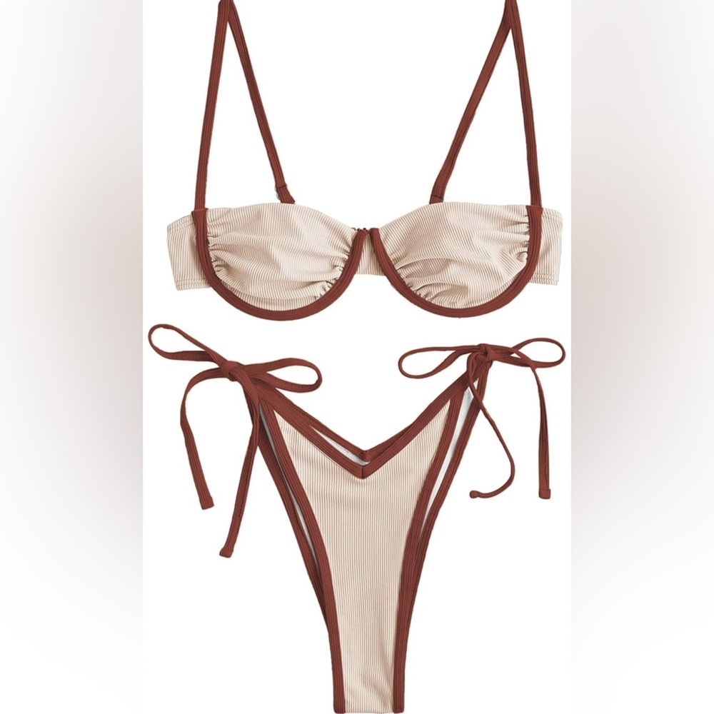 ZAFUL Women’s Underwire Bikini High Cut Bikini Set Tie Side